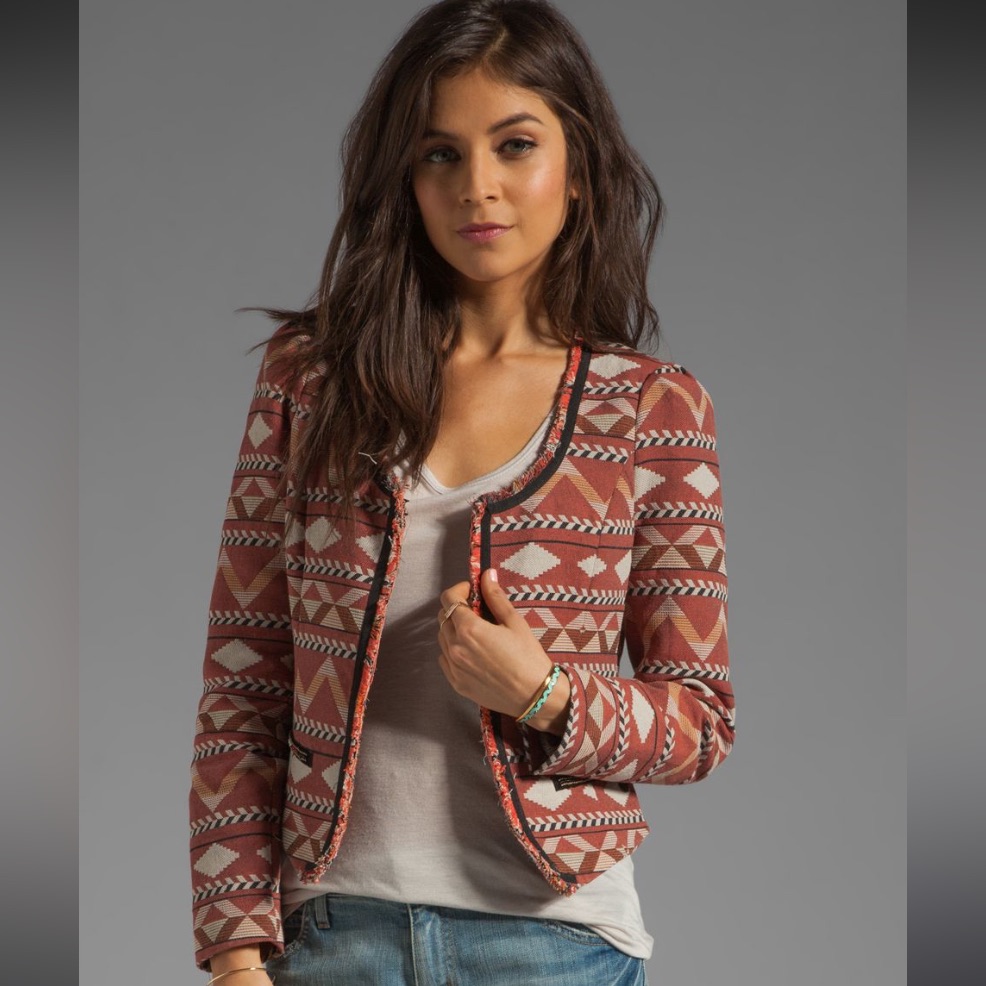 Maison Scotch Tweed Blazer In Aztec Print